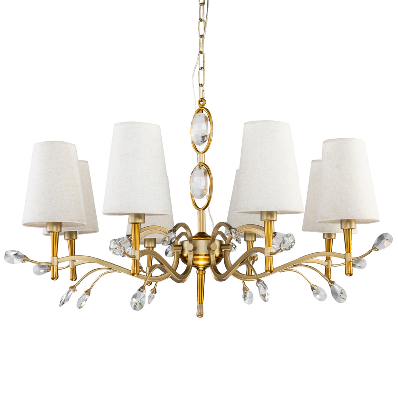 Люстра Desiree Chandelier 84 Латунь матовое золото Белый Прозрачный Люстра Desiree Chandelier 84 Латунь матовое золото Белый Прозрачный в Барнауле | Loft Concept