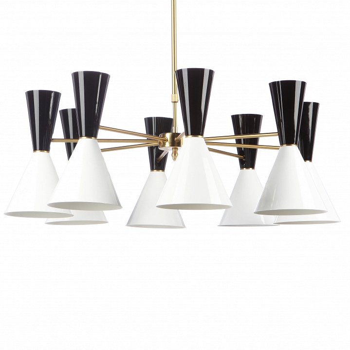 Люстра CAIRO Chandelier 8 Arm black and white Черный Белый Латунь Люстра CAIRO Chandelier 8 Arm black and white Черный Белый Латунь в Барнауле | Loft Concept