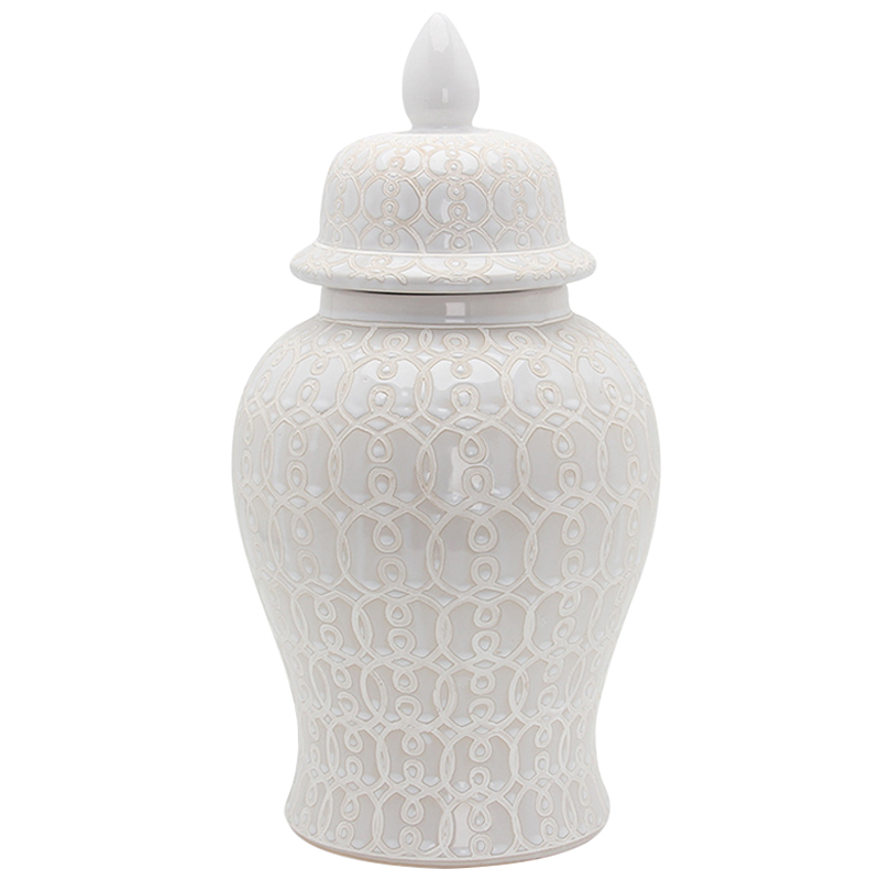 Ваза с крышкой Ceramic Beige White Ornament Vase Бежевый Белый Ваза с крышкой Ceramic Beige White Ornament Vase Бежевый Белый в Барнауле | Loft Concept