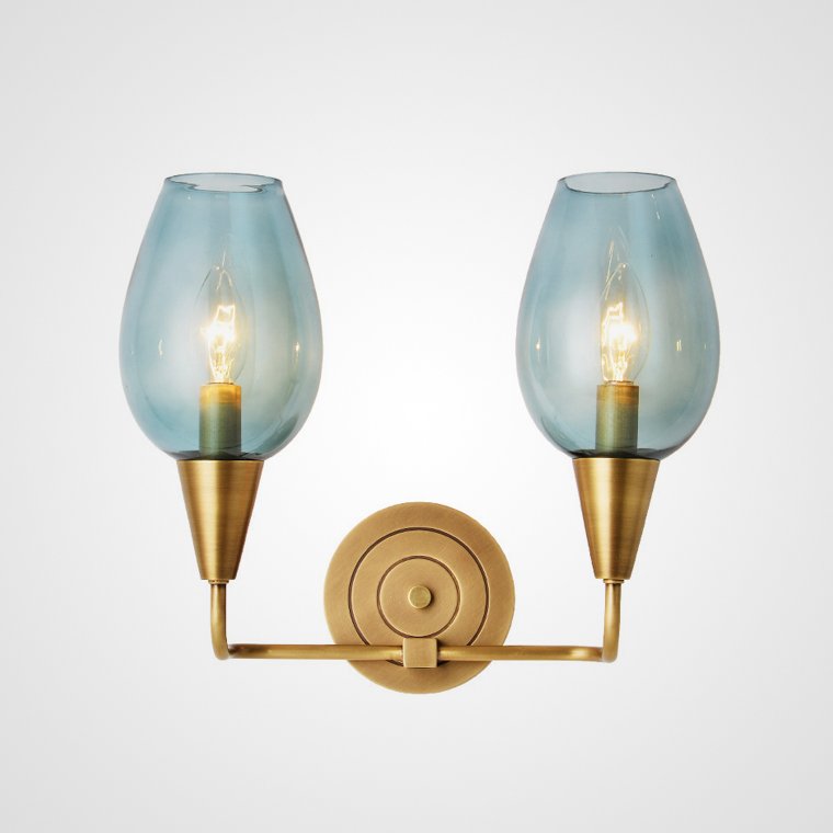 Бра VIOLA WALL Lamp Double Латунь Голубой пастельный Бра VIOLA WALL Lamp Double Латунь Голубой пастельный в Барнауле | Loft Concept