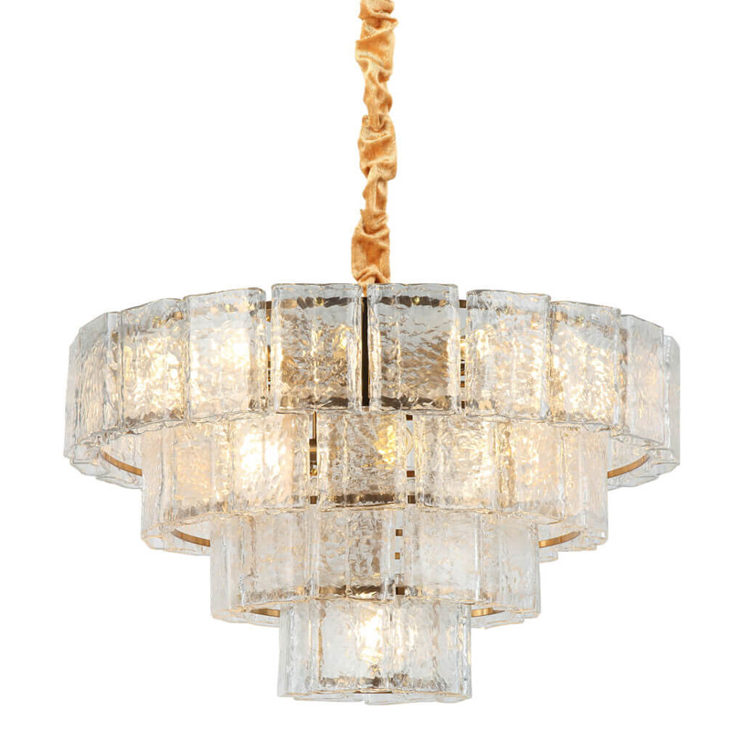 Люстра многоярусная Textured Glass Chandelier D80 Прозрачное Стекло Бронза Люстра многоярусная Textured Glass Chandelier D80 Прозрачное Стекло Бронза в Барнауле | Loft Concept