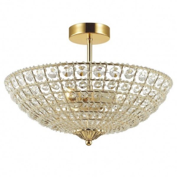 Потолочный светильник Casbah Crystal Top Lamp 3 Gold Прозрачный Глянцевое золото Потолочный светильник Casbah Crystal Top Lamp 3 Gold Прозрачный Глянцевое золото в Барнауле | Loft Concept
