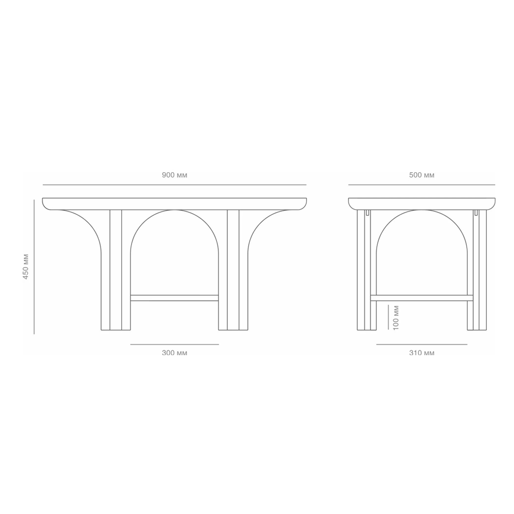 Стол кофейный деревянный с арочным основанием Arch Passage в Барнауле