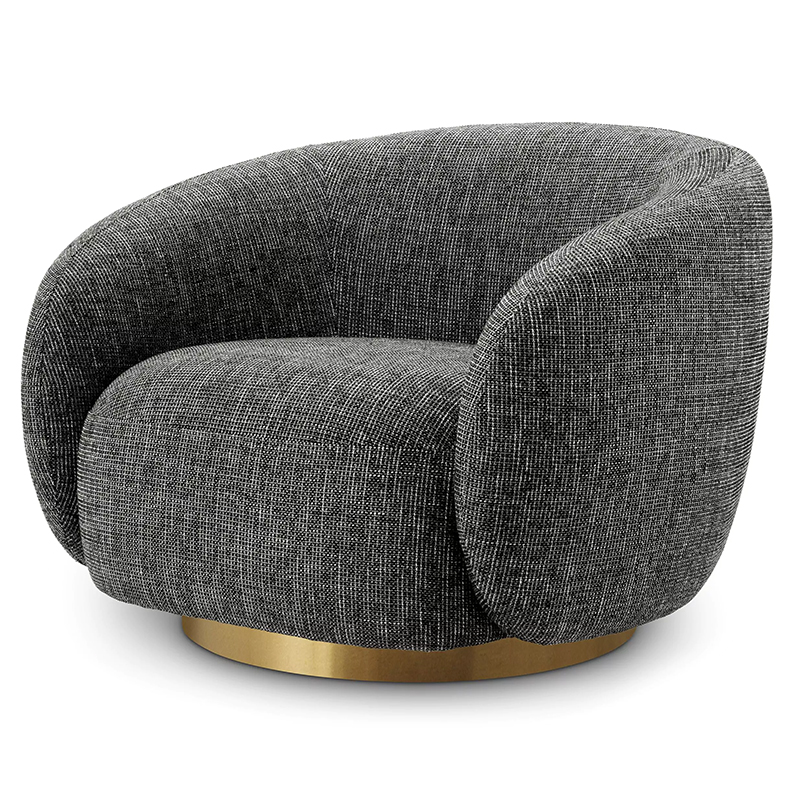 Кресло Eichholtz Swivel Chair Brice Rocat Black Серый Черный Латунь в Барнауле | Loft Concept 