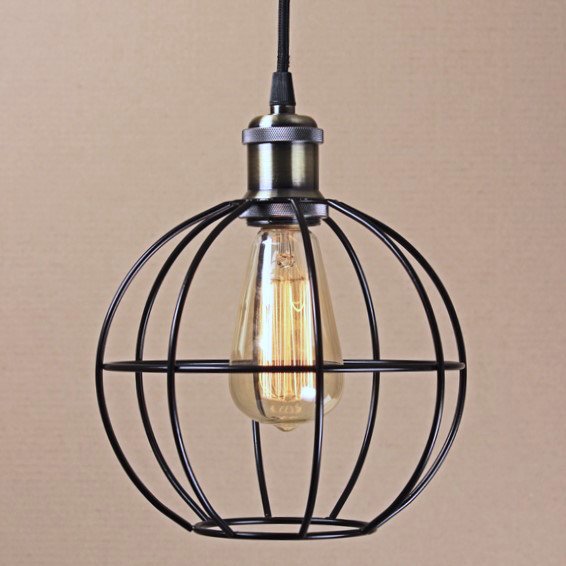 Подвесной светильник Wire Cage Pendant Ball Black Черный Подвесной светильник Wire Cage Pendant Ball Black Черный в Барнауле | Loft Concept