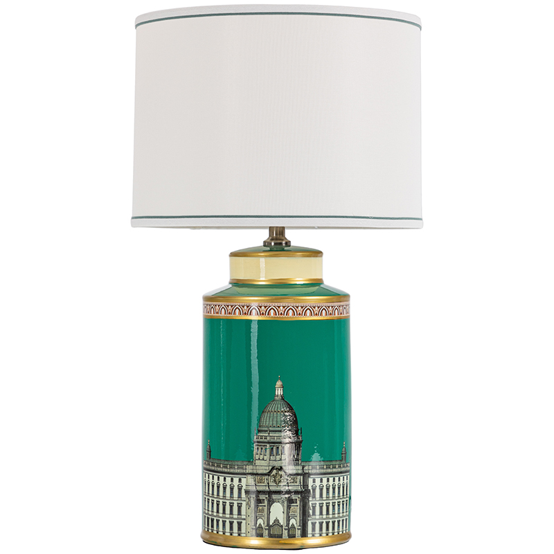 Настольная лампа Old Town Green Lampshade Белый Зеленый Золотой Настольная лампа Old Town Green Lampshade Белый Зеленый Золотой в Барнауле | Loft Concept