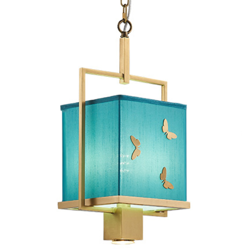 Светильник с бабочками Butterflies Blue Background Hanging lamp Латунь Бирюзовый Светильник с бабочками Butterflies Blue Background Hanging lamp Латунь Бирюзовый в Барнауле | Loft Concept