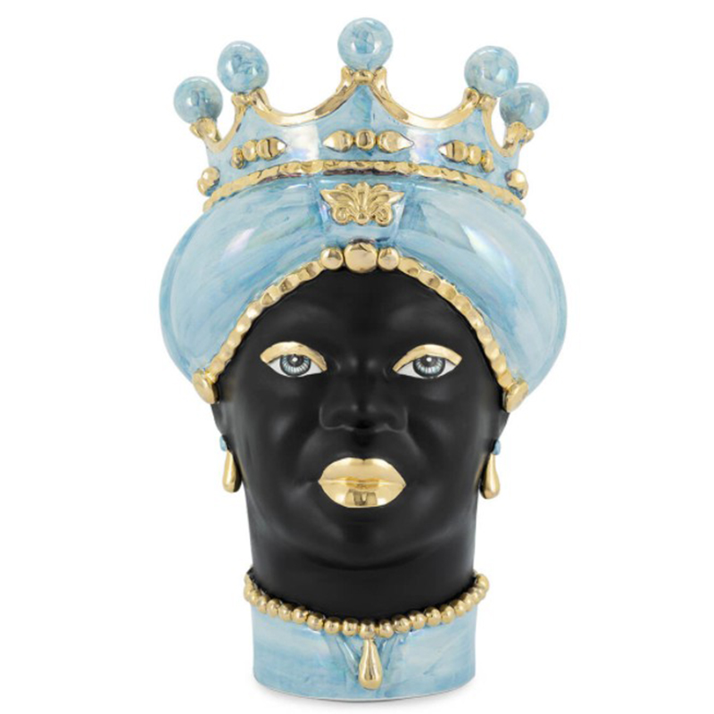 Ваза VASE MORO LADY MED. MOP blue Черный Светло-голубой Золотой Ваза VASE MORO LADY MED. MOP blue Черный Светло-голубой Золотой в Барнауле | Loft Concept
