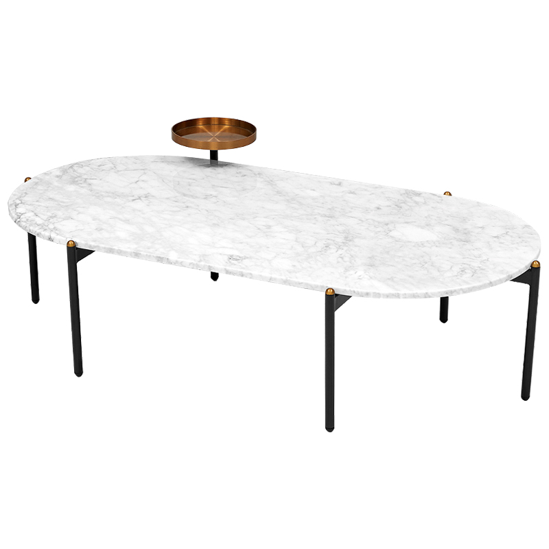 Кофейный стол с белой каменной столешницей Macias Coffee Table White Белый Черный Медь Кофейный стол с белой каменной столешницей Macias Coffee Table White Белый Черный Медь в Барнауле | Loft Concept