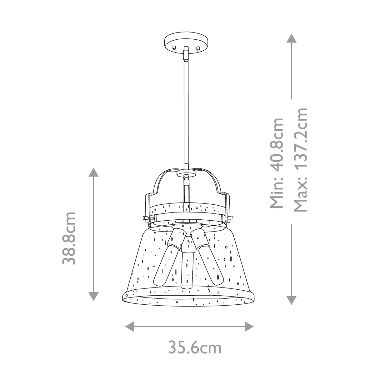 Подвесной светильник с прозрачным стеклянным плафоном в форме колокола с эффектом пузырьков и тремя лампами Quoizel в Барнауле