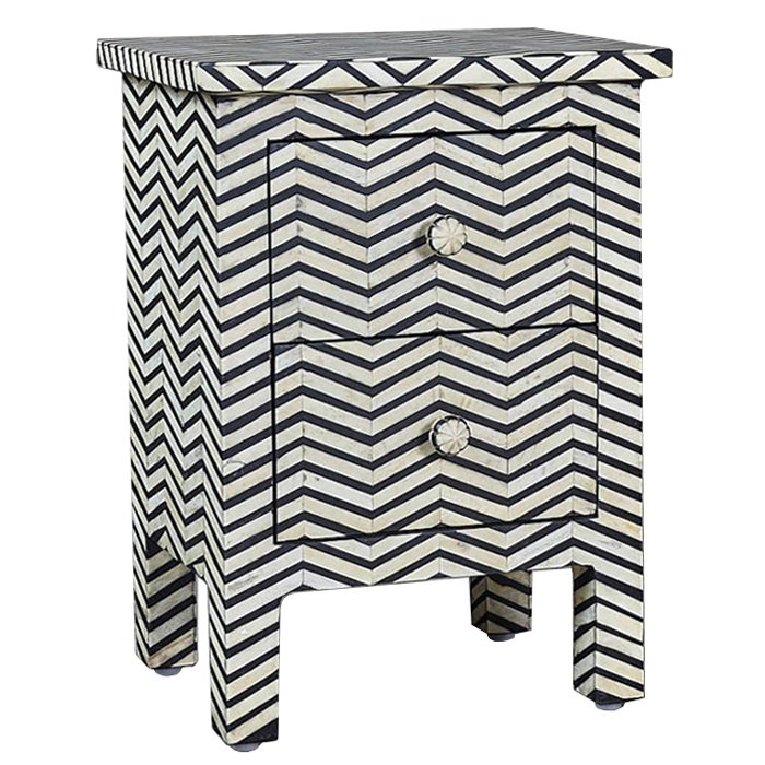 Комод инкрустация костью Inlaid Bone Chevron Mini Белый Черный Комод инкрустация костью Inlaid Bone Chevron Mini Белый Черный в Барнауле | Loft Concept