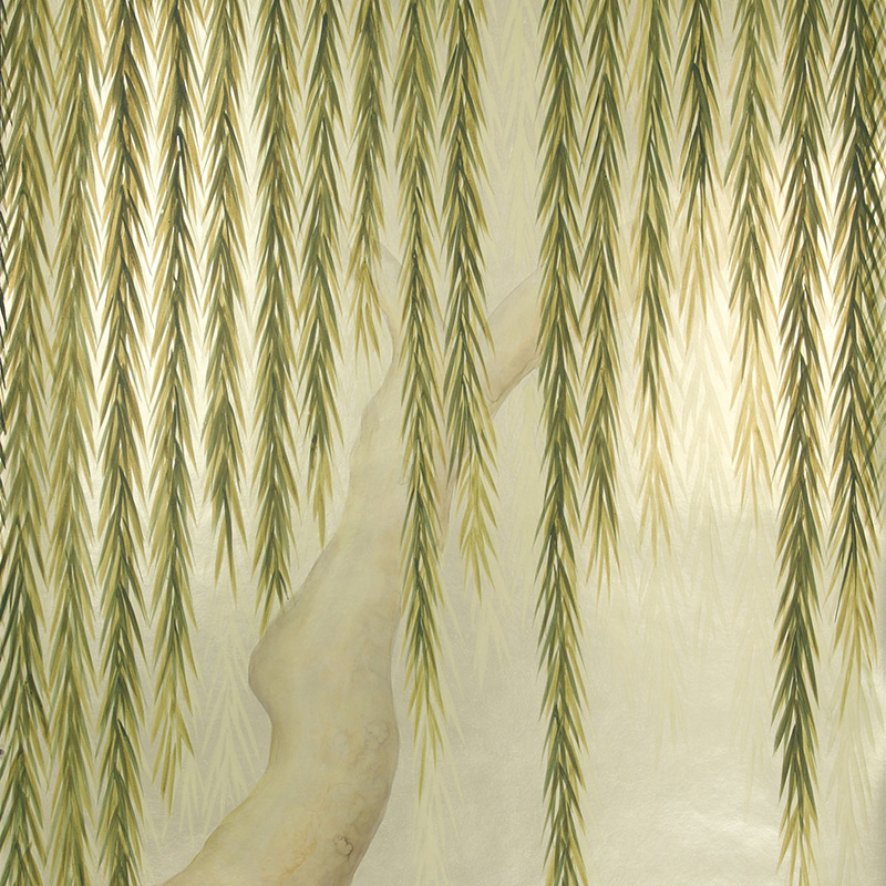 Обои ручная роспись Willow Original colourway on Champagne Gold gilded paper  в Барнауле | Loft Concept 
