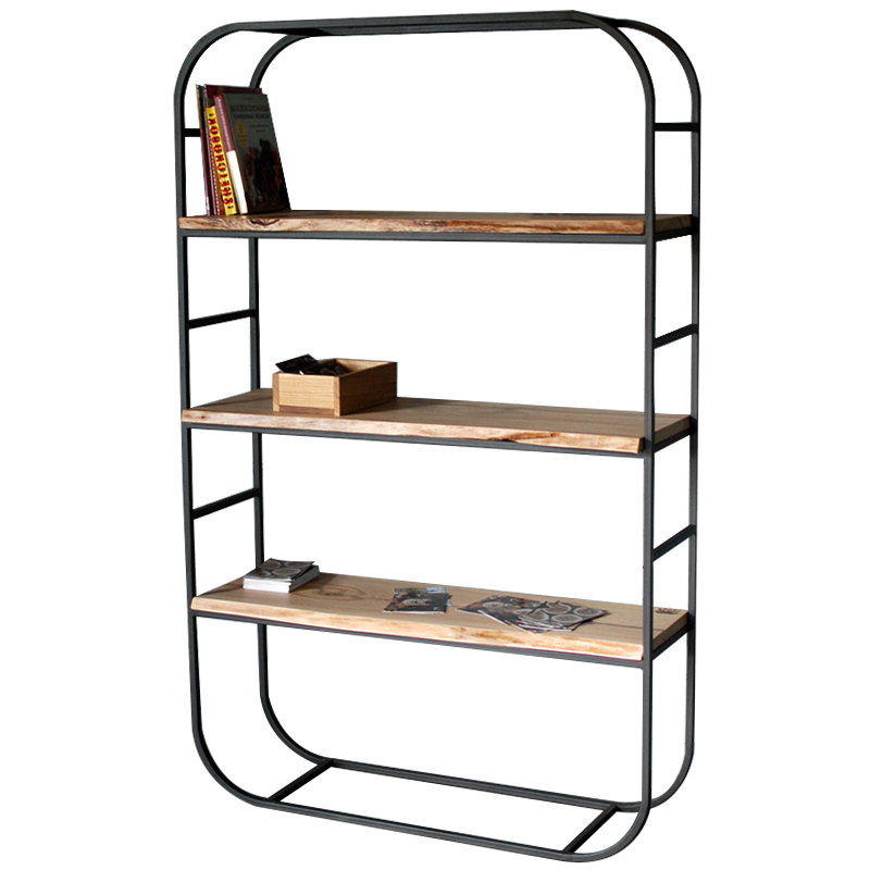 Стеллаж Jensen Industrial Metal Rust Rack Черный Светлый дуб Стеллаж Jensen Industrial Metal Rust Rack Черный Светлый дуб в Барнауле | Loft Concept