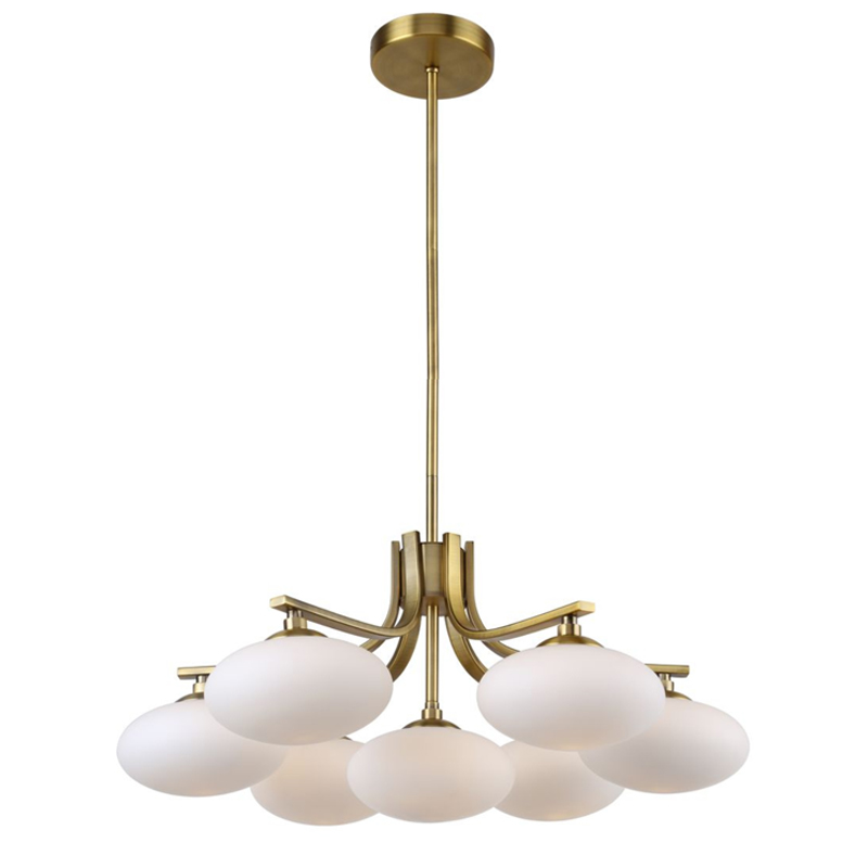 Oval Balls Mushrooms Chandelier 7 Brass Латунь Прозрачный белый в Барнауле | Loft Concept 