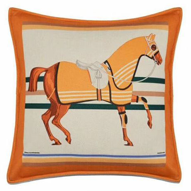 Декоративная подушка Hermes Horse 22 Оранжевый Мульти Декоративная подушка Hermes Horse 22 Оранжевый Мульти в Барнауле | Loft Concept