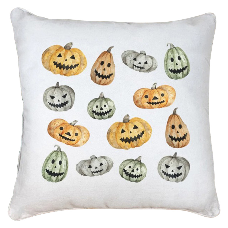 Подушка Halloween Pumpkin Белый Оранжевый Серый Подушка Halloween Pumpkin Белый Оранжевый Серый в Барнауле | Loft Concept