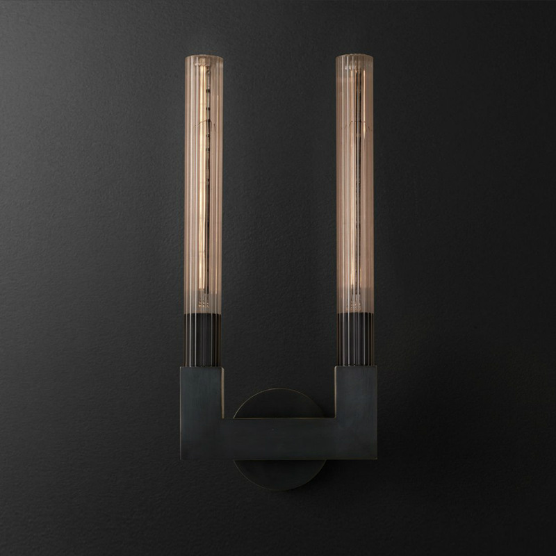 Бра RH CANNELLE wall lamp DOUBLE Sconces Black Черный Прозрачное Стекло Бра RH CANNELLE wall lamp DOUBLE Sconces Black Черный Прозрачное Стекло в Барнауле | Loft Concept