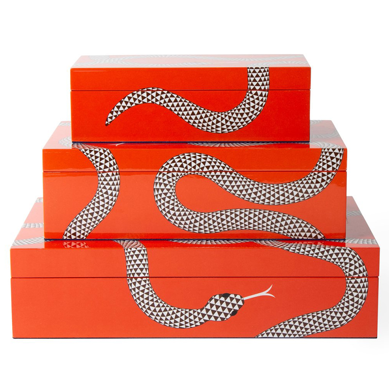 Комплект шкатулок EDEN LACQUER BOX BUNDLE Jonathan Adler Оранжевый Белый Черный Комплект шкатулок EDEN LACQUER BOX BUNDLE Jonathan Adler Оранжевый Белый Черный в Барнауле | Loft Concept