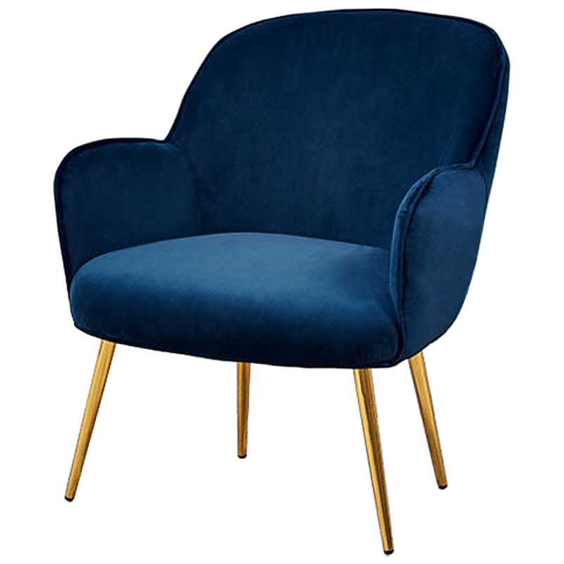 Кресло Waldeck Chair Blue Синий Глянцевое золото Кресло Waldeck Chair Blue Синий Глянцевое золото в Барнауле | Loft Concept
