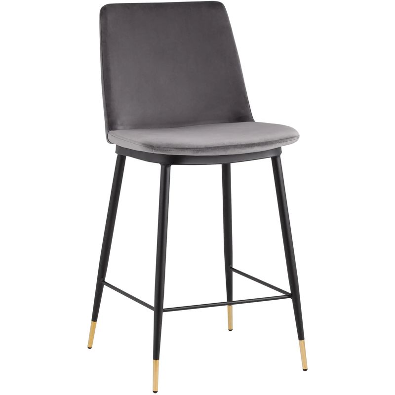 Полубарный Стул Melissa Chair Серый Велюр Серый Черный Полубарный Стул Melissa Chair Серый Велюр Серый Черный в Барнауле | Loft Concept