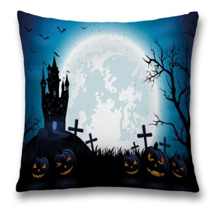 Подушка Halloween Moon Черный Синий Подушка Halloween Moon Черный Синий в Барнауле | Loft Concept