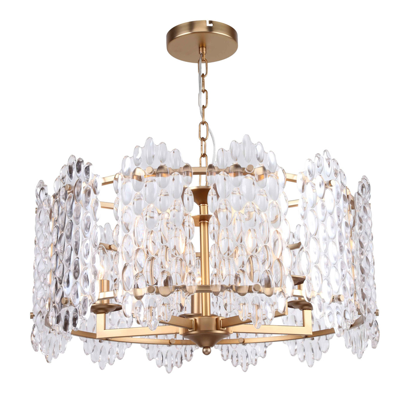 Люстра подвесная Textured Glass Chandelier D61 Прозрачное Стекло Глянцевое золото Люстра подвесная Textured Glass Chandelier D61 Прозрачное Стекло Глянцевое золото в Барнауле | Loft Concept