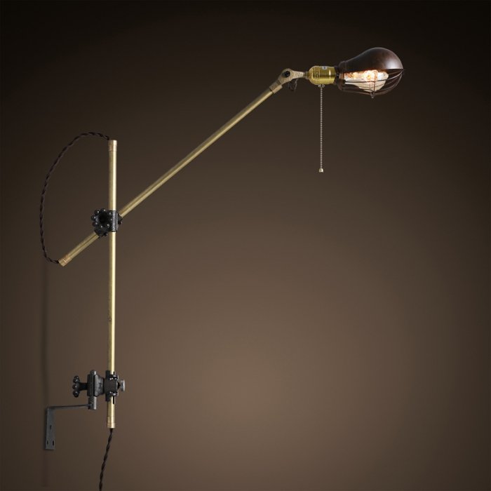 Настенный светильник Steampunk Extension Pole Bra 2 Черный Латунь в Барнауле | Loft Concept 