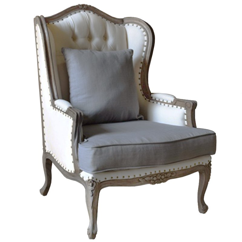 Кресло Villa Grandfather linen ivory ( слоновая кость ) Дерево Темно-Серый Кресло Villa Grandfather linen ivory ( слоновая кость ) Дерево Темно-Серый в Барнауле | Loft Concept