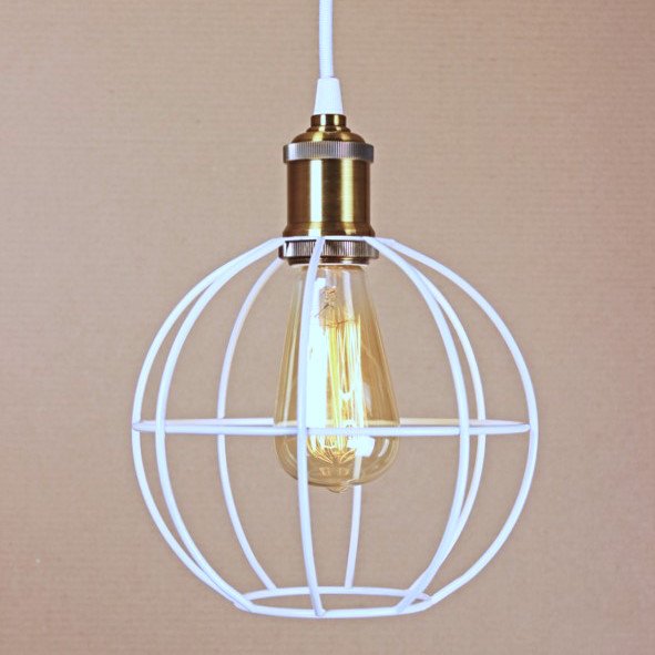 Подвесной светильник Wire Cage Pendant Ball White Белый Подвесной светильник Wire Cage Pendant Ball White Белый в Барнауле | Loft Concept