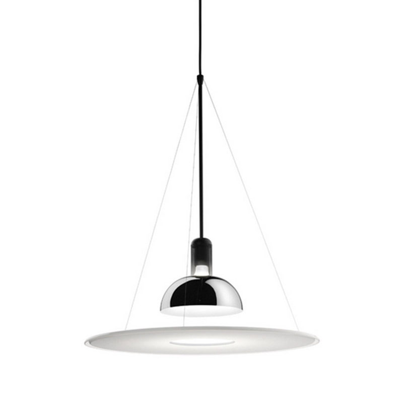 Подвесной светильник Flos Frisbi Lamp Сталь Белое матовое стекло Подвесной светильник Flos Frisbi Lamp Сталь Белое матовое стекло в Барнауле | Loft Concept