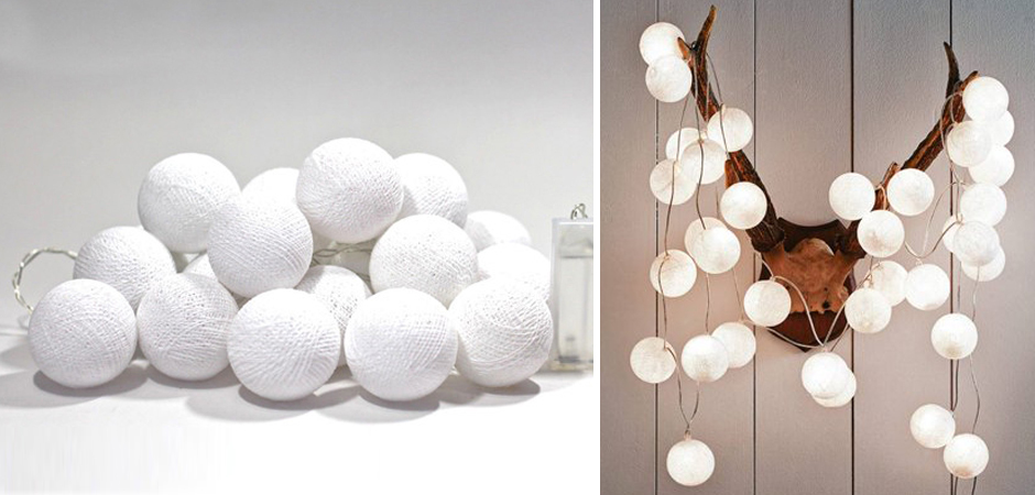 Гирлянда хлопковые фонарики Сotton Ball White - Loft-Concept в Барнауле