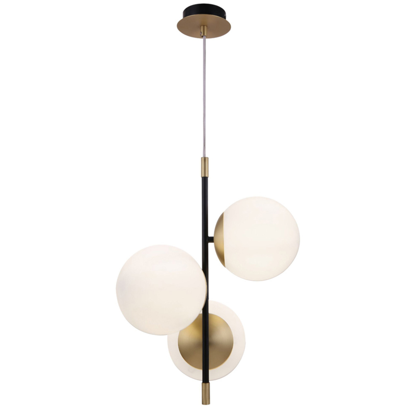 Светильник Spike Three Balls Hanging Lamp матовое золото Прозрачный белый Светильник Spike Three Balls Hanging Lamp матовое золото Прозрачный белый в Барнауле | Loft Concept