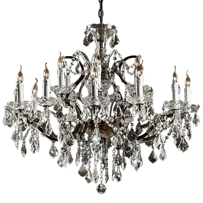 Люстра 19th c. Rococo IRON & CLEAR CRYSTAL Brown Chandelier 18 Прозрачное Стекло Коричневый винтаж в Барнауле | Loft Concept 