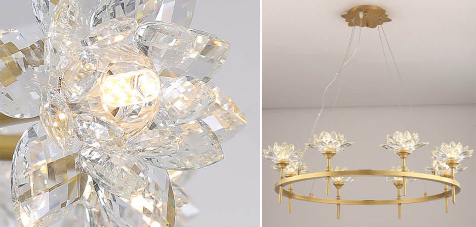 Люстра Хрустальные Цветы Лотоса Lotus flower Clear Glass lamp 8 Люстра Хрустальные Цветы Лотоса Lotus flower Clear Glass lamp 8 - Loft-Concept в Барнауле
