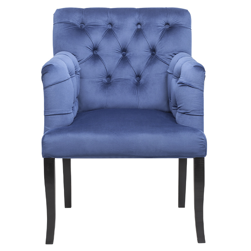 Кресло Addison Chic Armchair deep blue velour Синий Черный Кресло Addison Chic Armchair deep blue velour Синий Черный в Барнауле | Loft Concept