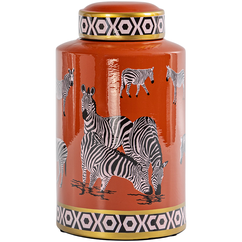 Ваза с крышкой Zebra Orange Vase Оранжевый Золотой Черно-белый Ваза с крышкой Zebra Orange Vase Оранжевый Золотой Черно-белый в Барнауле | Loft Concept