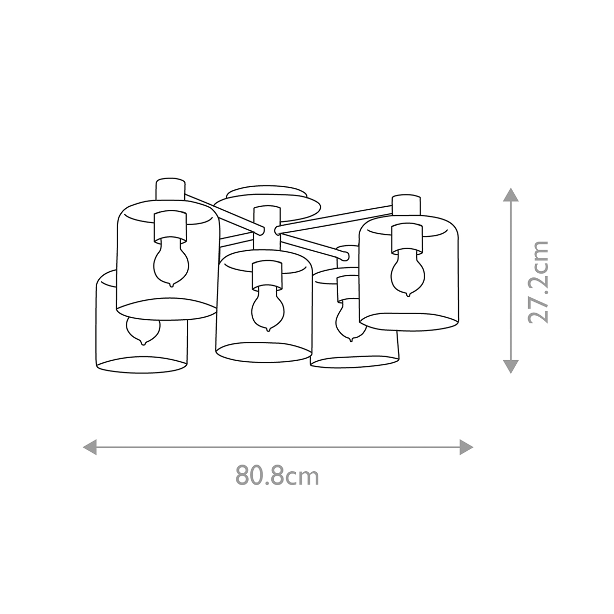 Потолочный светильник цвета латунь с пятью прозрачными цилиндрическими плафонами Hinkley в Барнауле