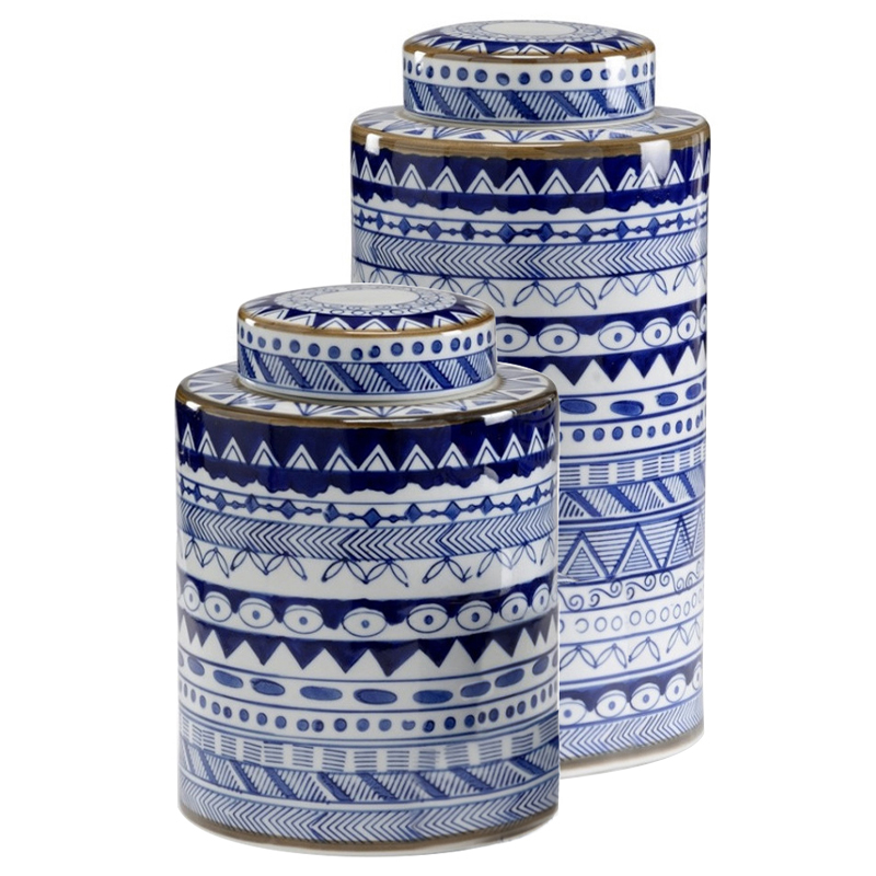 Вазы с крышками Oriental Blue Ornament Vases Синий Белый Вазы с крышками Oriental Blue Ornament Vases Синий Белый в Барнауле | Loft Concept