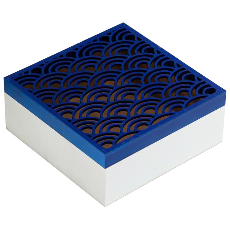 Шкатулка Deep Blue Scales Pattern Box Белый Синий Шкатулка Deep Blue Scales Pattern Box Белый Синий в Барнауле | Loft Concept