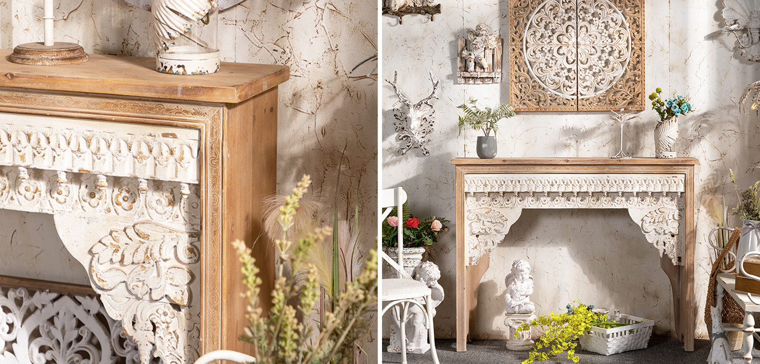 Консоль Indian Antique White Furniture Adnan Console - фото