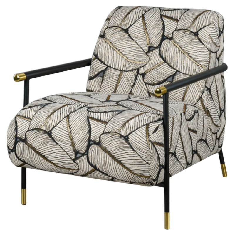Кресло с Цветным принтом Листья Foliage Armchair Grey Серый ivory ( слоновая кость ) Черный Золотой Кресло с Цветным принтом Листья Foliage Armchair Grey Серый ivory ( слоновая кость ) Черный Золотой в Барнауле | Loft Concept
