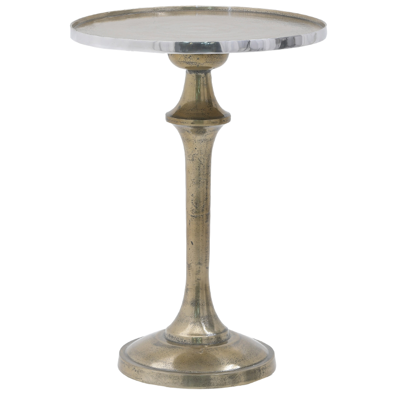 Круглый приставной стол Bourne Patina Side Table Серебряный Золотой Круглый приставной стол Bourne Patina Side Table Серебряный Золотой в Барнауле | Loft Concept