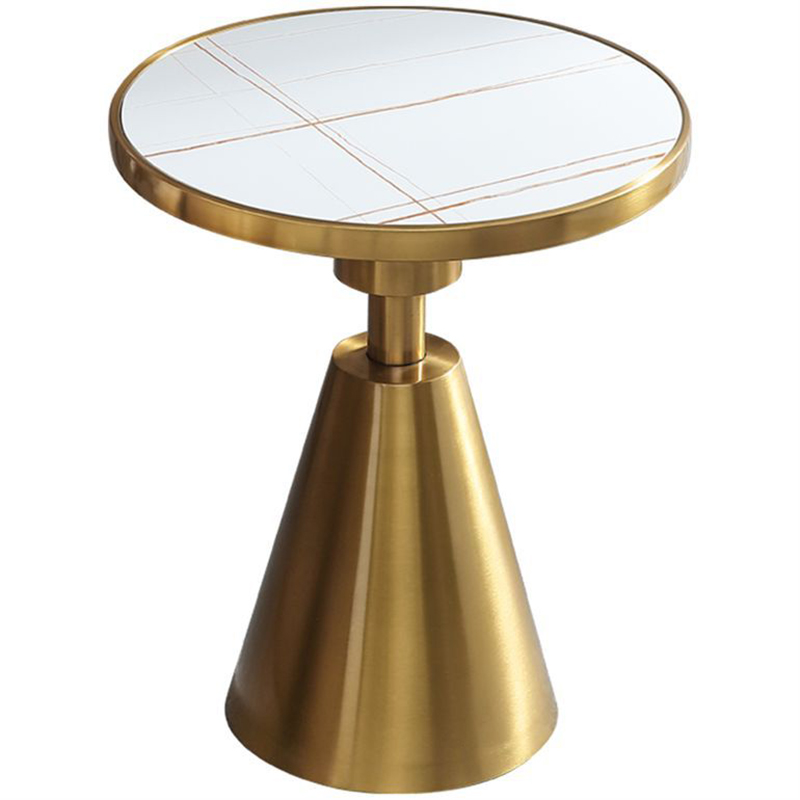 Круглый приставной стол Charmaine Side Table Латунь Белый Круглый приставной стол Charmaine Side Table Латунь Белый в Барнауле | Loft Concept