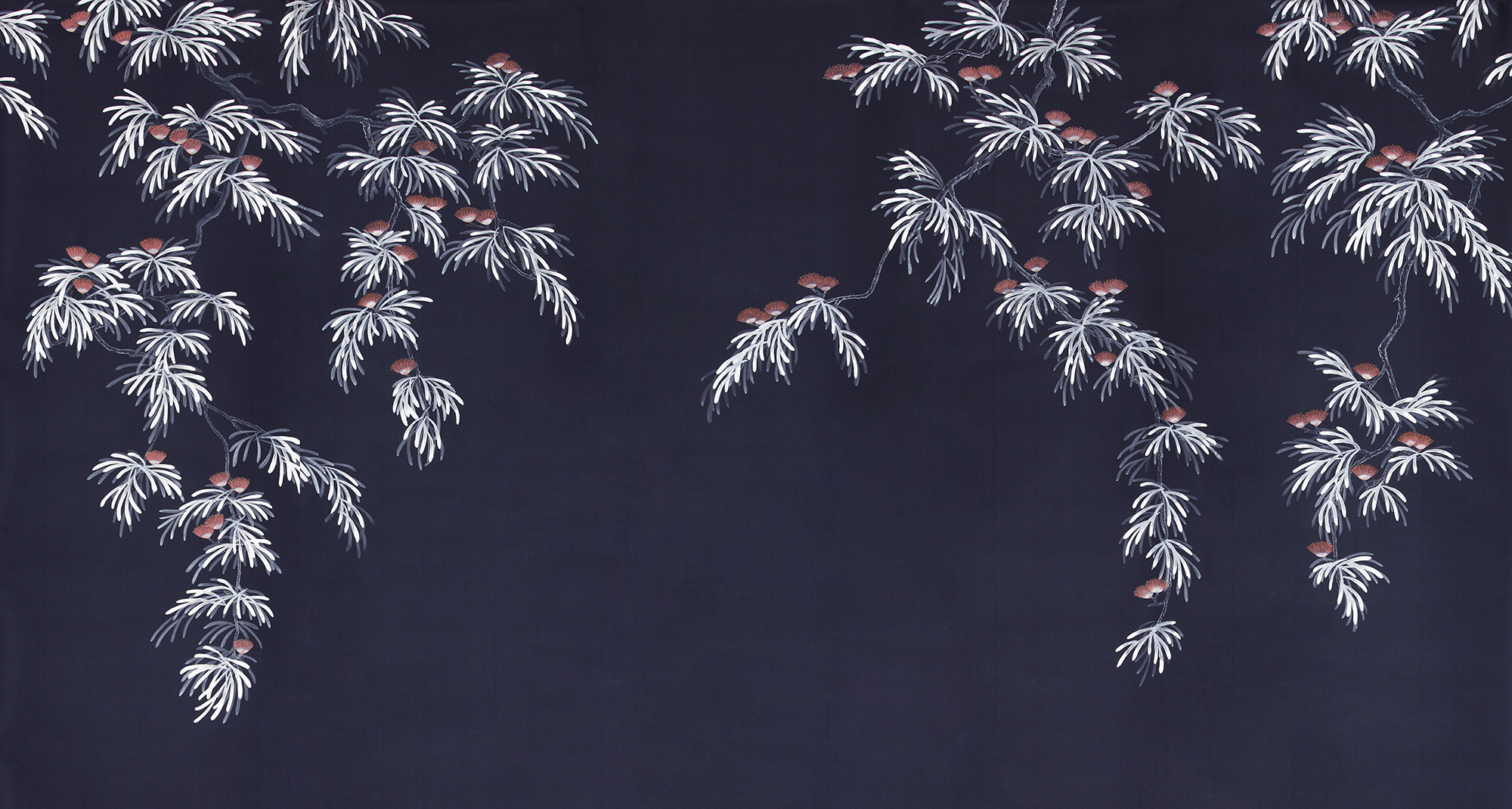 Обои ручная роспись Silk Tree Special Colourway on Empire Blue dyed silk Обои ручная роспись Silk Tree Special Colourway on Empire Blue dyed silk - постер Loft-Concept в Барнауле