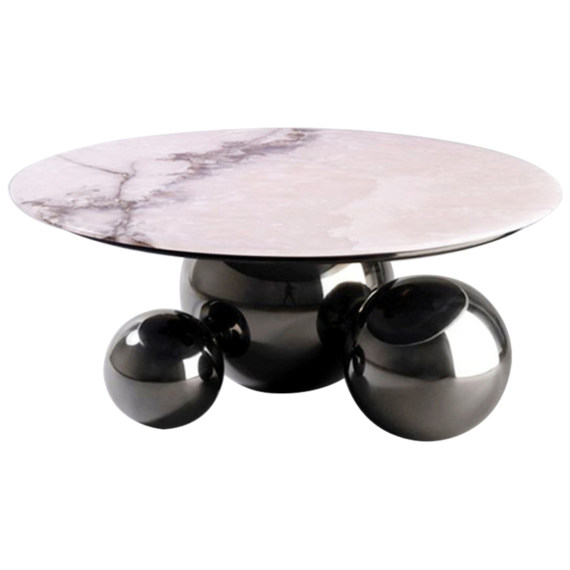 Кофейный стол Ball Metal Graphite Coffee Table Графит Белый Мрамор Bianco в Барнауле | Loft Concept 