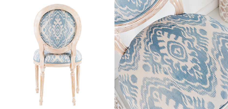 Мягкий стул со светло-голубым узором Ikat Pattern 2 Мягкий стул со светло-голубым узором Ikat Pattern 2 - Loft-Concept в Барнауле
