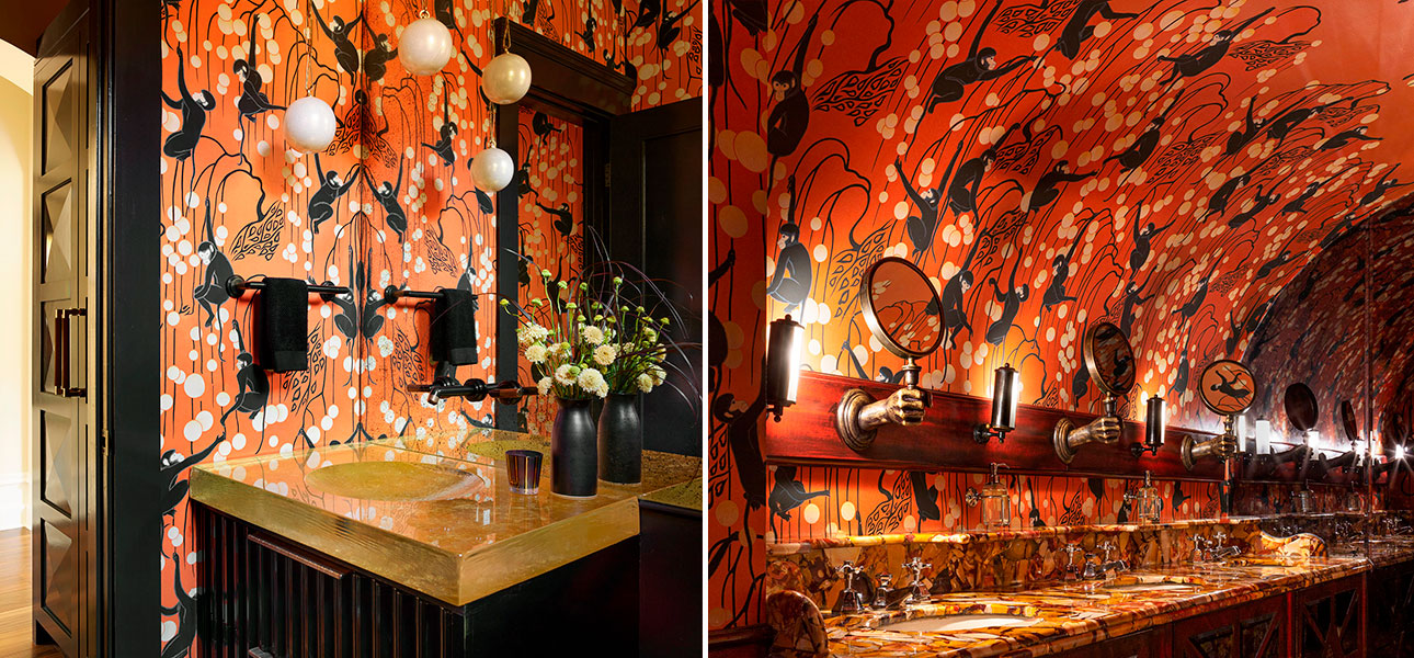 Обои ручная роспись Deco Monkeys Terracotta on dyed paper - фото №1