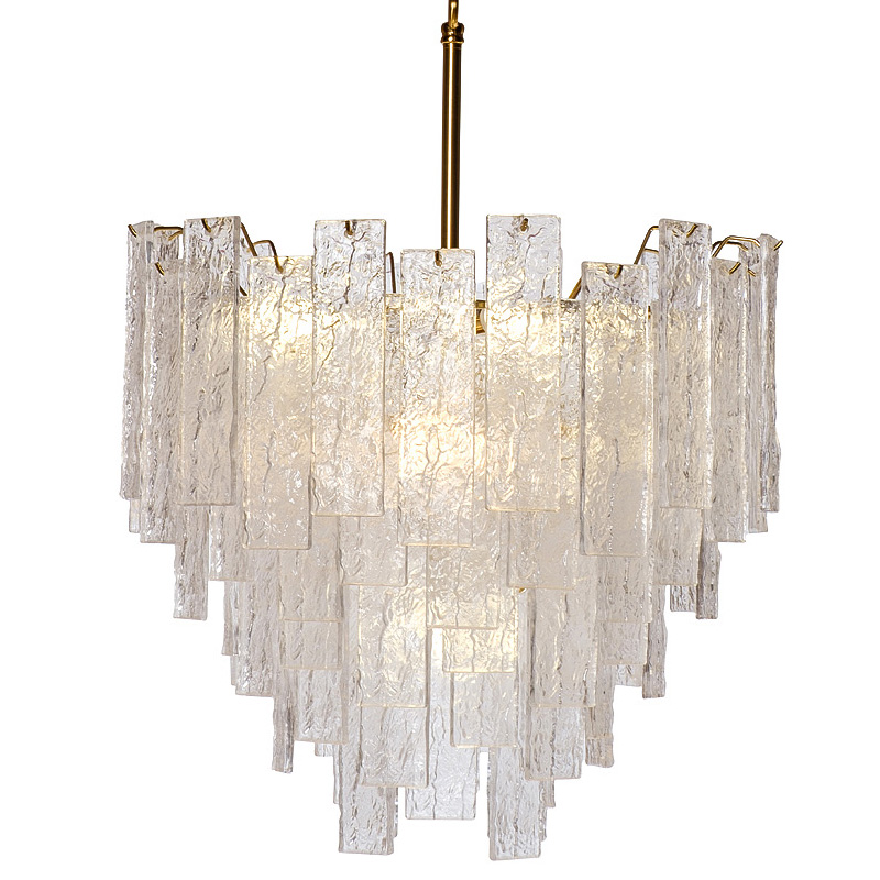 Люстра Dorit Textured Glass Rectangular Chandelier Золотой Люстра Dorit Textured Glass Rectangular Chandelier Золотой в Барнауле | Loft Concept