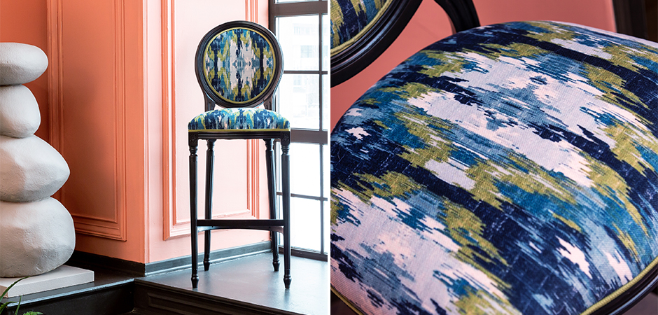 Барный стул с сине-зеленым узором Ikat Pattern Барный стул с сине-зеленым узором Ikat Pattern - Loft-Concept в Барнауле
