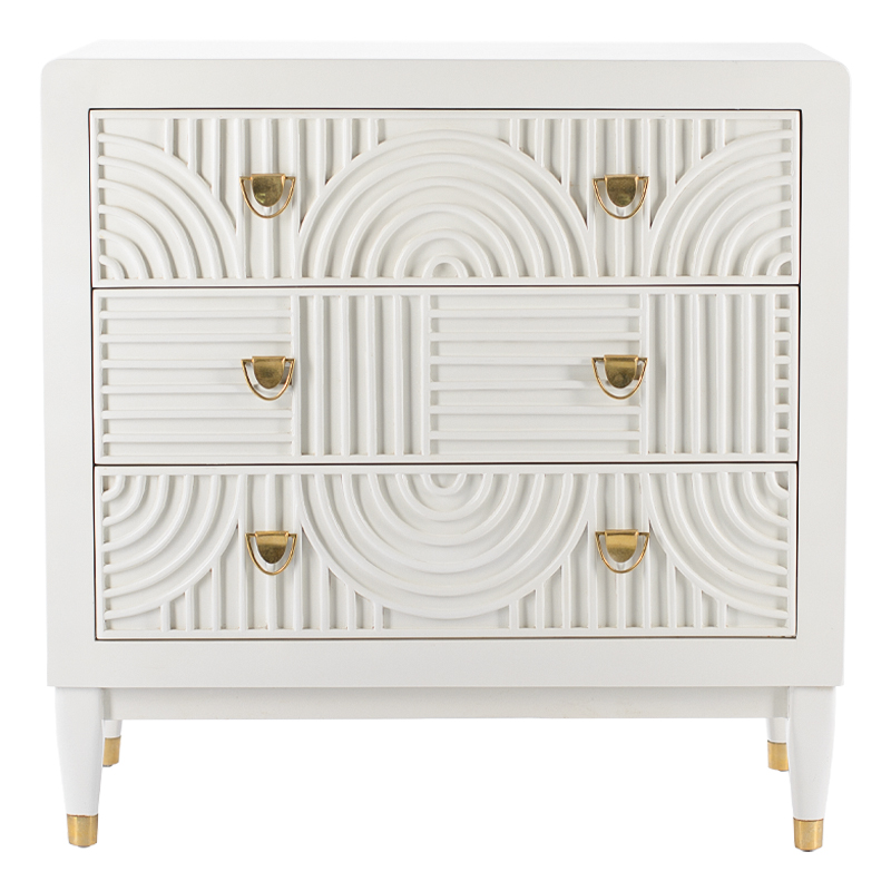 Комод с 3-мя ящиками Seymour Chest Of Drawers white Белый Белый Латунь Комод с 3-мя ящиками Seymour Chest Of Drawers white Белый Белый Латунь в Барнауле | Loft Concept
